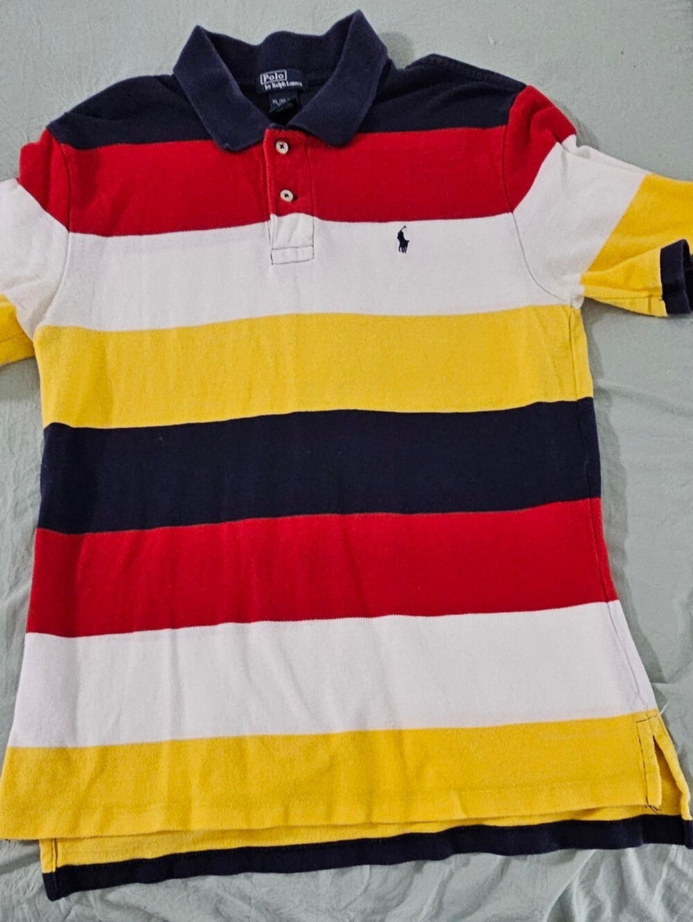 Vintage Polo by Ralph Lauren  Striped Polo - Navy/Red/Yellow/White Boys Size XL